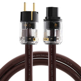 Single Crystal Copper Fever Power Cord HIFI Amplifier Audio 7-Character L-Shaped Elbow Plug Tail Cable