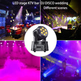 DMX512 Voice-activated Wedding 1/2/4PCS 540° Mobile Head Stage Lamps 7*12W Mini LED Sound Control DJ Party Performance Light