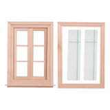 1:12 Dollhouse Miniature Wooden 6 Pane Frame and Glass Plate House Diy Double Window Accessories for Doll