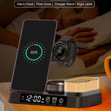 Wireless Charger 3 in1 S23 S22 S21 Ultra 30W Fast Charging Station Watch 5/5 Pro/4 Chargers Stand New Alarm Clock Night Light