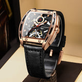 GUANQIN New Mechanical Hollowed out Dial Men's Watches 50M Waterproof Luxury Watch For Men Leather Strap Sapphire Wristwatch Men