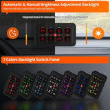8 Gang RGB LED Light Panel Multifunction Toggle/Momentary/Pulsed Touch Control Switch Pod Box for Truck Jeep