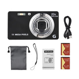 4K U-ltra H-D 56MP Portable Digital Camera 2.7-inch TFT Screen 20X Zoom Anti-shaking with 2pcs Batteries for Kids Teens Gift