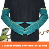 Anti-Bite Safety Ultra Long Leather Green Pets Grip Biting Protective Gloves for Catch Dog Cat Reptiles Animal