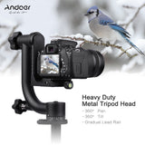 Andoer Heavy Duty Metal Panoramic Gimbal Tripod Head with Arca-Swiss Quick Release Plate for DSLR Camera Camcorder Bird Watching