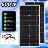 600W 12-18V Flexible Solar Panel with Controller Power Bank - For Laptop, MP3, Phone, Car, RV, Camping & Outdoor