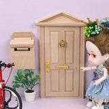 1:12 DIY Mini Door, Wooden Steepletop Window Door For Dollhouse Furniture Accessories