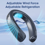 Portable Neck Ice Cube USB Handheld Mute LED Digital Display Leafless Mini Electric Fan Colorful Atmosphere Lights