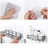 2Pcs Toilet Wall-Mounted Wrought Iron Bathroom Towel Free Punch Shower Gel Storage Rack
