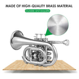 Bb Mini Pocket Trumpet - With Mouthpiece, Carry Bag, Gloves, Cleaning Cloth, Brass Instrument
