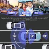 1080P Dash Cam With WiFi 3 Cameras Front Inside Rear 3" Car Video Recording Wide Angle Night Vision G-Sensor 24H Parking Monitor