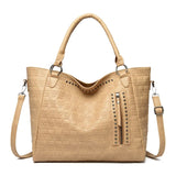Punk Skull Crossbody PU Leather Studded Shoulder Large Capacity Top Handle Bag for Women Work Shopping