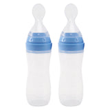2 PCS Silicone Food Dispensing (120Ml, Ideal 4 Months Babies) Squeeze Feeder With - Spoon Bottle For Baby