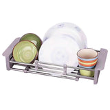 Stainless Steel Dish Drainer Adjustable Arms Drainer Drain Basket Insert Storage Organizer Drainer Fruit Vegetable Tray Drainer