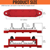 DaierTek Power Distribution 12V 250A 5/16" Stud Marine Bus Bar Terminal Block 12 Volt DC Battery Busbar with Cover