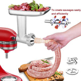 Food Grinder Attachments For Kitchenaid Stand Mixers With 2 Sausage Stuffer Tubes & 4 Grinding Plates To Work As Meat