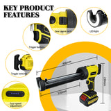 Cordless Caulking 10oz/300ml Electric Silicone 4 Adjustable Speed Adhesive Gun with LED Light for 20V Battery