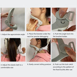 Support Posture Corrector Neck Brace 360 Degree Adjustable Cervical Traction Device for Pain Pressure Relieve Grey ABS