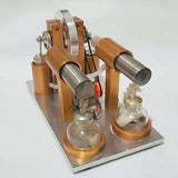 Metal Hot Double Cylinder Stirling Engine Model Educational Scientific Power Generation Experimental Toys