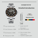 Guanqin Mens Watch Cyclops Sapphire Mechanical Automatic Watch NH35A Ceramic Bezel 100M Water Resistant Clock Relogio Masculino