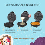 1000W Waffle Maker - Makes 5 Heart-Shaped Waffles, Electric Waffler Griddle Iron Bread Machine.
