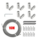 16M Plant Kit - 10 Pack Green Wall Stainless Steel Hubs for 1/8" Rope Cable. Ideal for Climbing Plants & Wire Trellis Kits