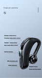 Wireless Earphone Bluetooth 5.2 Earpiece Handsfree Digital Display  Headset With Mic Business Sports Long Battery Life Ear Hook