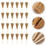 20Pcs Miniature Artificial Mini Brooms with Red Ropes Halloween Straw Dollhouse Decoration Witches Party Decor
