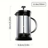1pc French Press Coffee Maker, 11.8/20.2oz, Heat Resistant Thickened Glass, 4 Level Filtration System