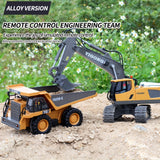 2.4Ghz Remote Control Excavator  Toy Metal Shovel ,11 Channel RC Construction Bulldozer Vehicles Digger Toys