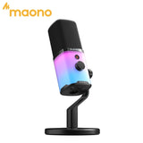 Maono PD100X XLR/USB RGB Microphone for Gaming Live Streaming Software Programmable Mute Volume Gain Control