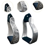 Stirrup Saddle Aluminium Fittings Stable Hand Engraved Design Small Size Versatile Footrest for Outdoor Equestrian Rider