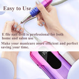Nail Drill Machine 35000RPM Wireless Electric Nail Polish Remover Mini Nail File Drill Machine with LED Display Home & Salon Use