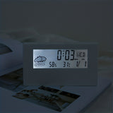 1pc LCD Electronic Clock Luminous Temperature And Humidity Meter Transparent Model Temperature And Humidity Meter Clock Creative Weather Display With Alarm Clock Beach Vacation Essential