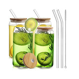 2Pcs 16Oz Glass Cups Beer Mug With Lids And Straws For Coffee, Beer, Tea, Wine Glasses Beverage Utensils Durable