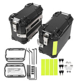 Pair of Motorcycle Side Case 28L Water Resistant Aluminum Alloy Hard Side Saddlebag Box with Bracket Safety Lock and Handle Black