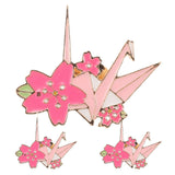 3pcs Delicate Paper Crane Brooch Cute Cherry Blossom Crane Brooch Metal Crane Brooch for Cardigans Shawls Clothing Versatile Brooches Clothes Badges