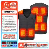 9 Areas Self Heating Jackets Men's Heating Jacket Women's Warm USB Heating Vest Heating Jacket Winter Fishing Camping Ski Warm