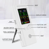 9 In 1 Air Quality Detector LCD Display PM2.5 PM10 HCHO TVOC CO CO2 AQI Temperature Humidity Multifunctional Air Quality Monitor