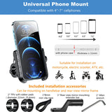 USB QC 3.0 36W Waterproof 12V/24V Motorcycle Phone Holder Mount on 22-32mm Handlebar Mirror Bar Fit 4-7 inch Cellphones