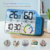 Digital Indoor Room Thermometer 5.8'' Extra Large Display Temperature Sensor with Accurate Temp Humidity Gauge Monitor