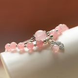 Double Circle Bracelet With Leaf Pendant