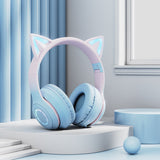 2022 LED Cat Ear Bluetooth 5.1 Wireless Headphones Young People Kids Headset Support 3.5mm Plug With Detachable Mic