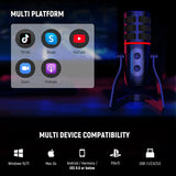 Hot Selg Microfone RGB Streaming Mic USB Gaming 4 Pickup Patterns Condenser Microphone