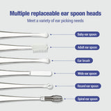 LED Light wax Removal hine Rechargeable Baby Cleaner with Magnifier Luminous Earpick 6 Ear Spoons
