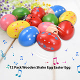 6 Pack Wooden Egg Percussion Instrument Interesting Music Shake Eggs for Party Easter Gift