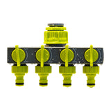 Way Garden Splitters Faucet Diverter Tap Connector Hose Pipe Splitter Water Distributor with 4 Individual Switch