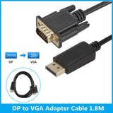 DisplayPort Display Port DP VGA Adapter Cable 1.8m to Male Converter for PC Computer Laptop HDTV Monitor Projector