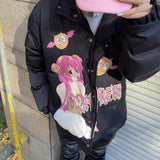 Men's And Women's Loli Print Stand-up Collar Thickened Down Padded Jacket