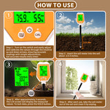 6in1 Soil Tester pH/EC/Moisture/Light/Humidity/Temp High Accuracy Digital Hygrometer pH Meter for Gardening Farming